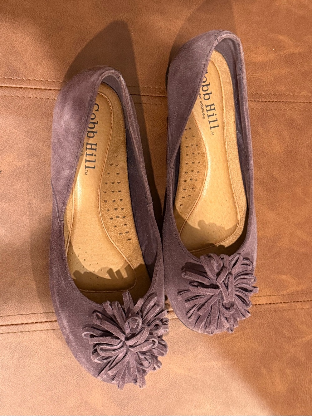 Cobb Hill by New Balance Women's Plum Suede Pom-Pom Flats